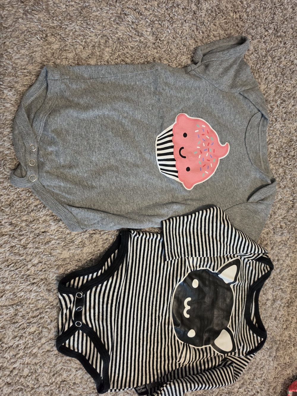 Whistle And Flute Gray Cupcake Graphic And Kawaii CatOne-Piece Bodysuit for Kids